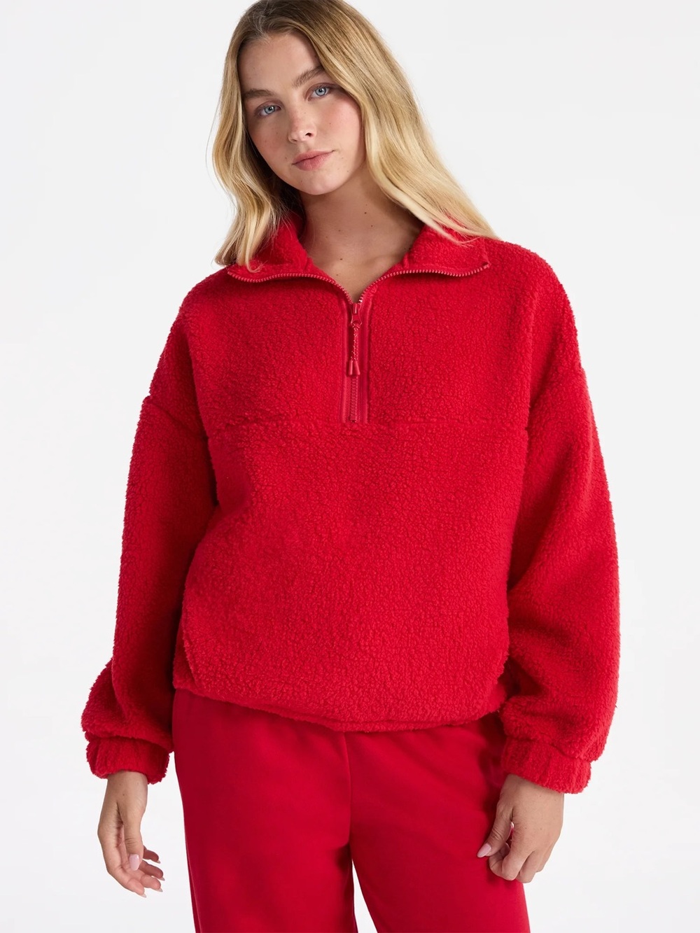 Cozy Red Fleece Pullover